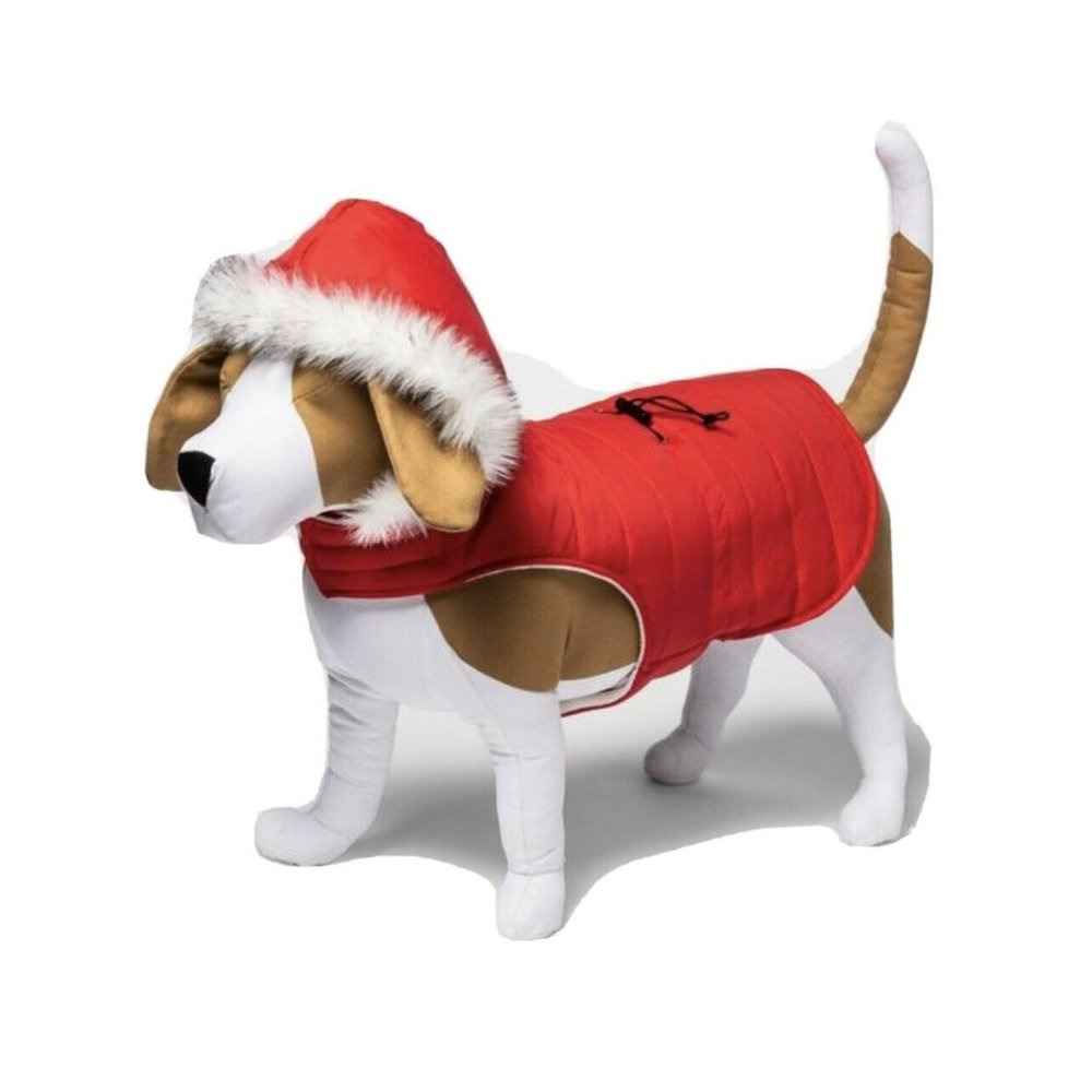 Hood with padded vest with faux fur trim for Dog and Cat. Zise M.  / 5-A (J)